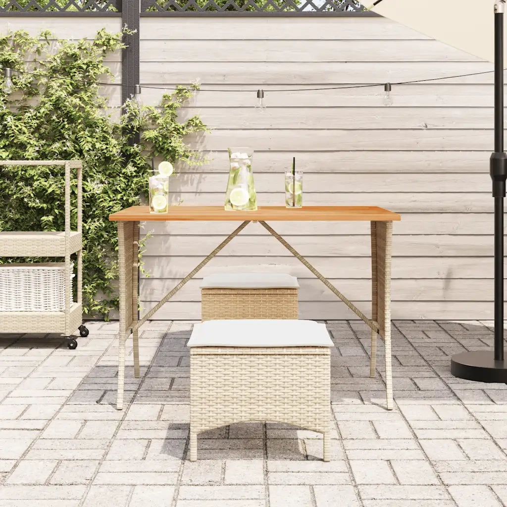 vidaXL Set da Pranzo da Giardino 3 pz con Cuscini Beige in Polyrattan