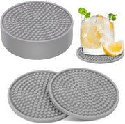 Onderzetters in silicone, ronde e antislip, 10 x 10 x 0,5 cm, 0,5 cm di spessore, colore grigio, con rilievo antiscivolo, pacchetto da 8, per tazze da caffè e per mattonelle da birra.