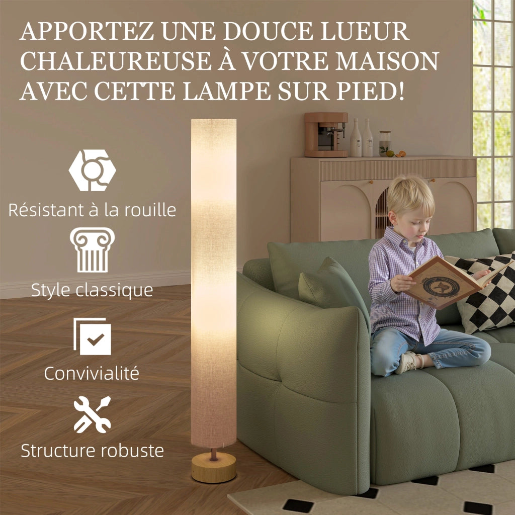 Lampada da terra per soggiorno con paralume in lino ¨C zephmum ¨C grigio 120 cm