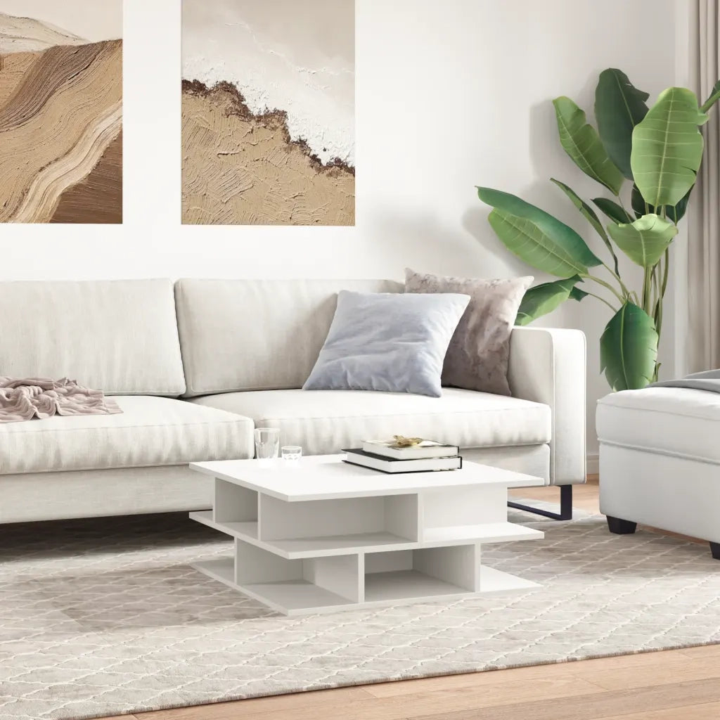 Tavolino da salotto | Tavolino da caff¨¨ | Tavolino da Soggiorno Bianco 70x70x29 cm in Legno Multistrato