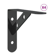 4 pz Staffe per Mensola | Ripiano | Scaffale 15x2,5x11,5 cm in Acciaio Inox Nero