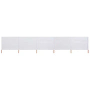 Paravento a 5 Pannelli in Tessuto 600x120 cm Bianco Sabbia