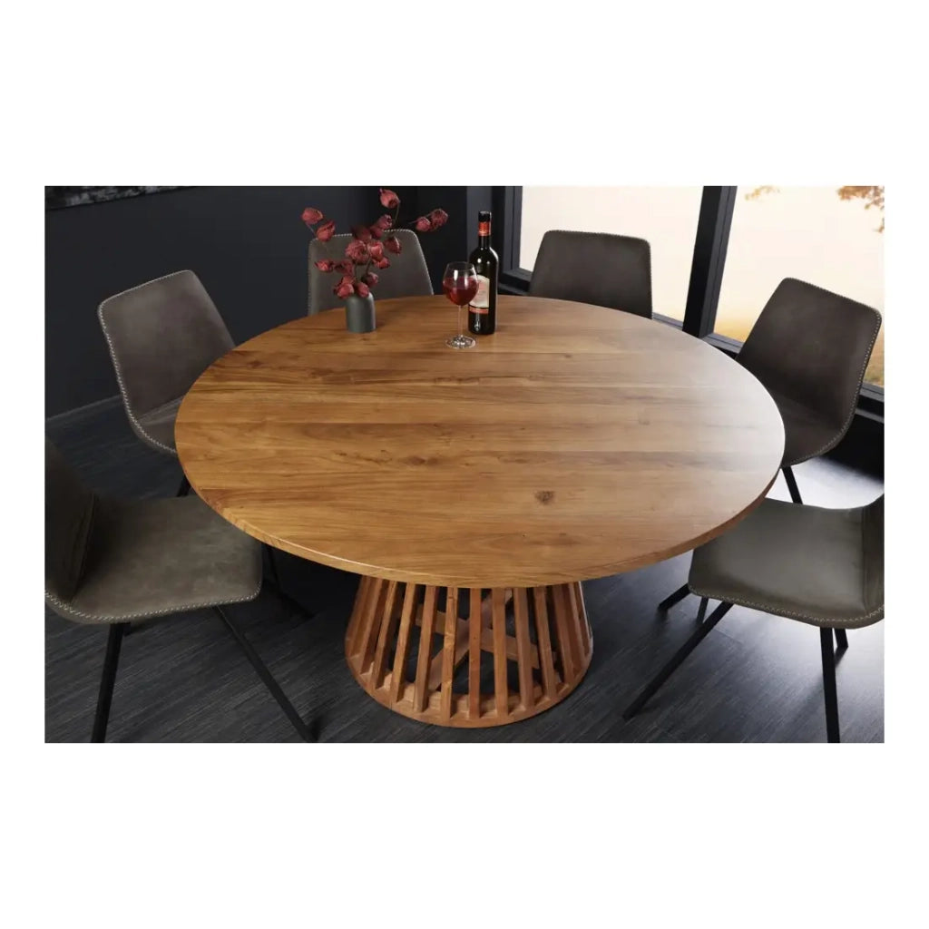 Tavolo da pranzo TALMA – Rotondo diametro 120 cm – Legno massiccio di acacia verniciato – Stile rustico