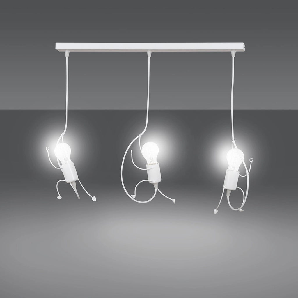 Lampada a sospensione Bobi 3 in acciaio bianco