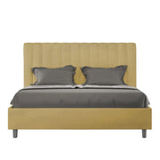 Letto matrimoniale francese senza rete imbottito 140x200 microfibra ocra Agueda