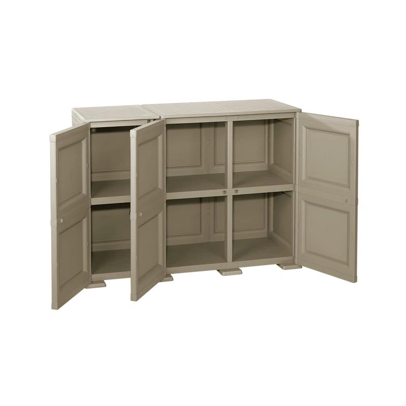 ARMADIO 3 ANTE TALPA 118X43X85,5 CM CON PUNTALI E ANTE TRAFORATE, CONTENITORE MULTIUSO PER INGRESSO E ZONA GIORNO