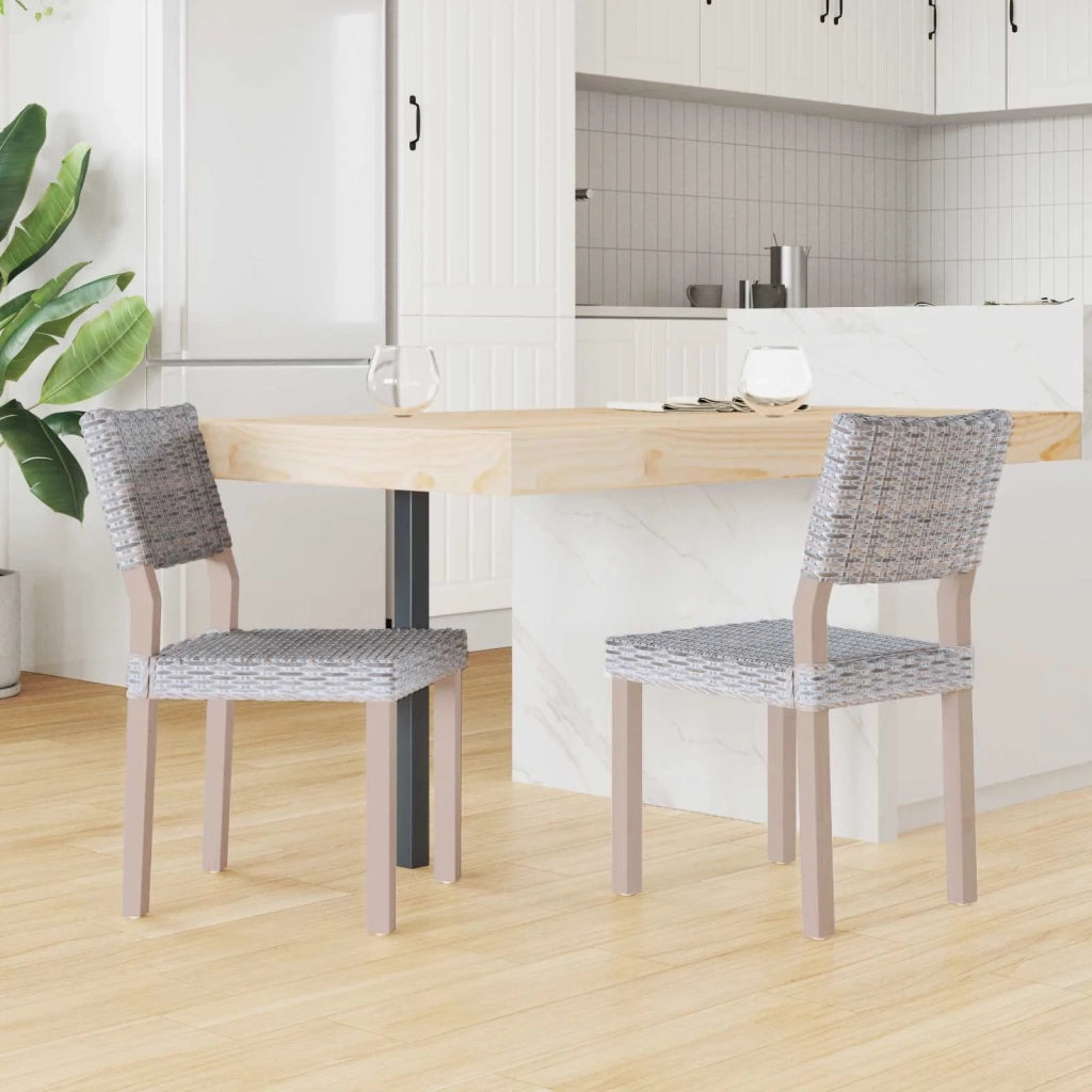 Sedia da pranzo 2 pcs Bianco Lavato 46 x 55 x 84 cm Rattan Kubu