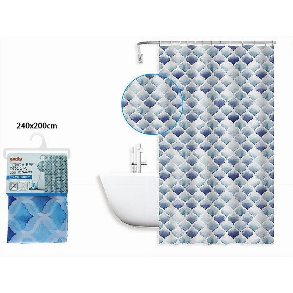 Trade Shop - Tenda Per Doccia Bagno Motivo Marocchino Quadrifoglio 240 X 200cm 12 Ganci 87598 -