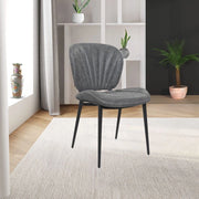 Set 2 Sedia con gambe in metallo nero colore grigio chiaro Elice