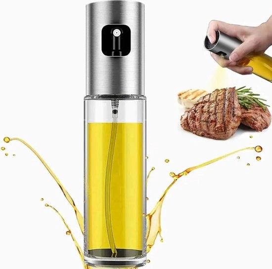Spremeolitore Dispenser, Flacone Spray Aceto, Spray Condimento, Olio d'Oliva Bottiglia in Vetro 100ml, Accessori Cucina per Airfryer, Cottura, Insalata, Frittura, BBQ, Grigliata