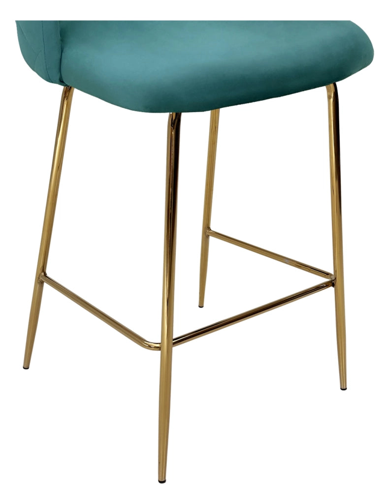 Sgabello cucina imbottito, sgabello alto velluto verde petrolio - Nicole - SG26NIG