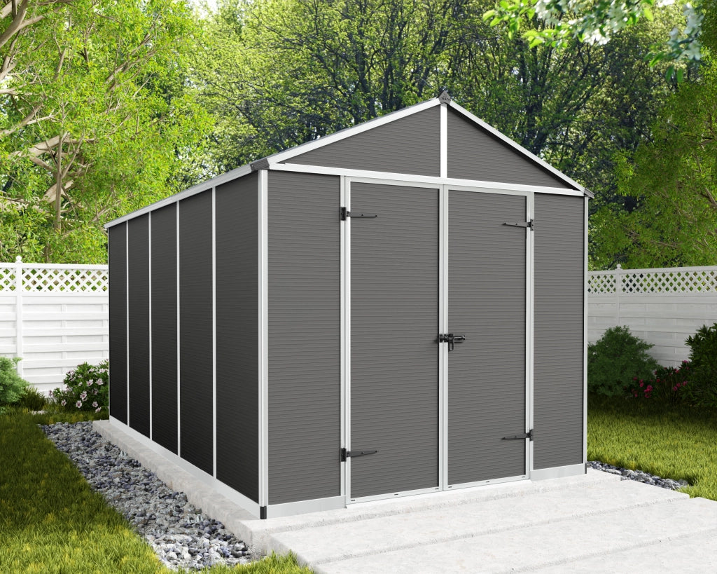 Casetta Da Giardino in Policarbonato Ultra Resistente Rubicon  377X237X235 cm Grigio Scuro
