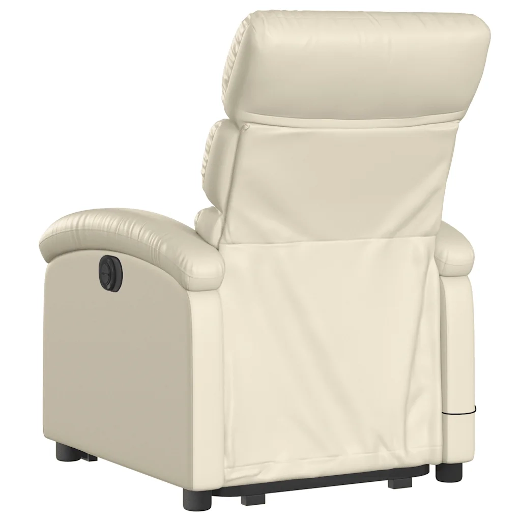 Poltrona Alzapersona Elettrica Reclinabile Crema in Similpelle 3204062