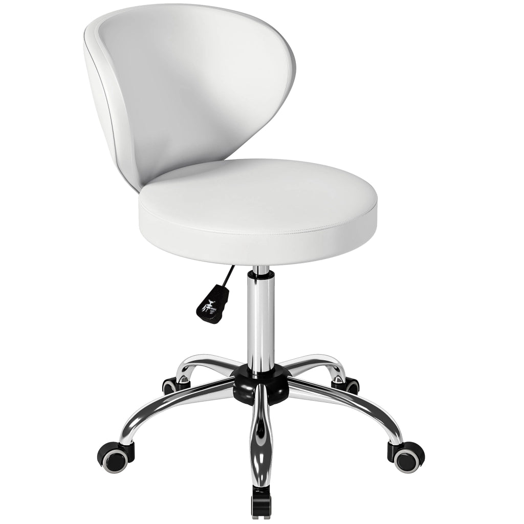 Sgabello con rotelle e schienale regolabile ¨C zephmum ¨C PU 73-88 cm bianco