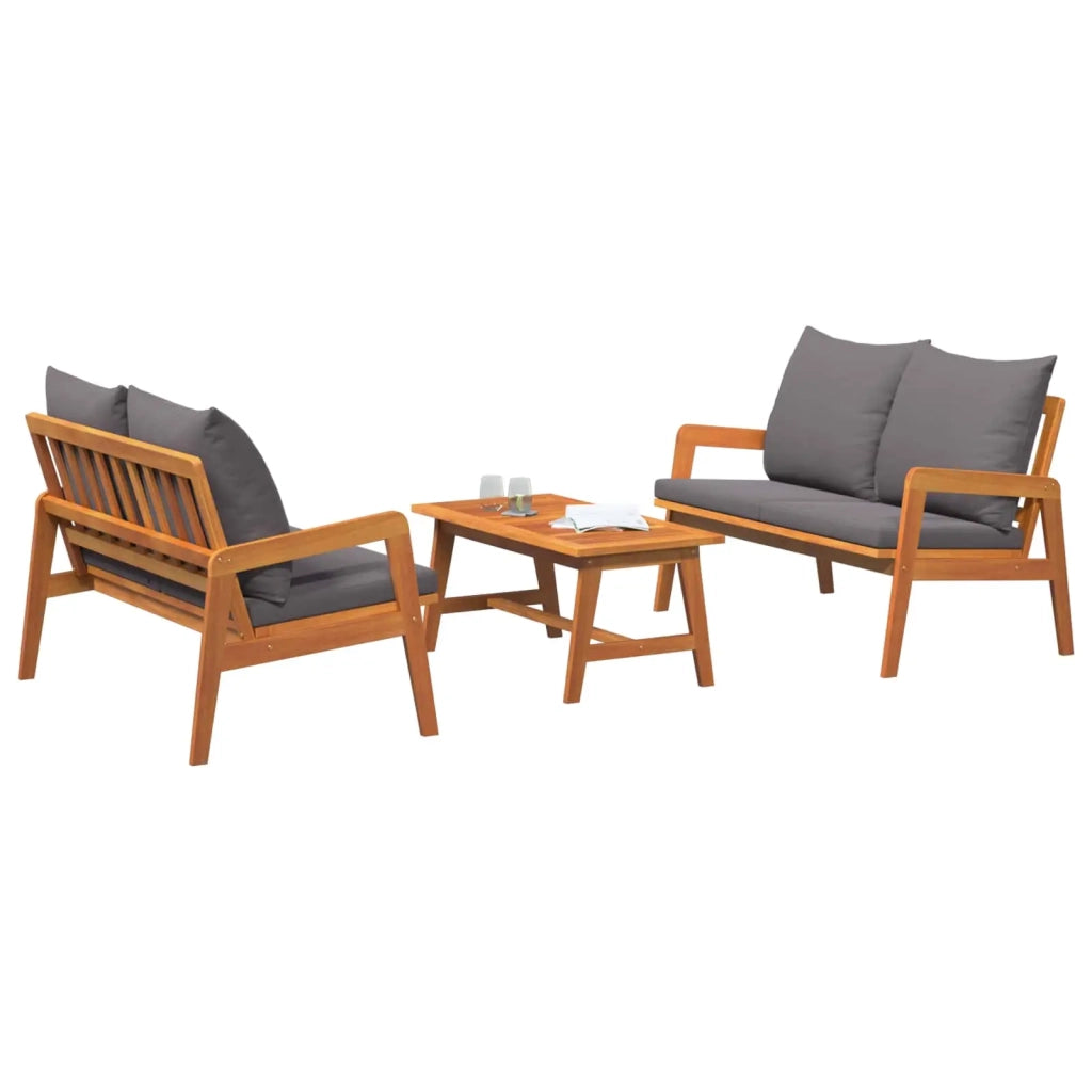 Set bistrot con cuscino 3 pcs Marrone Legno di Acacia Massello 3328608