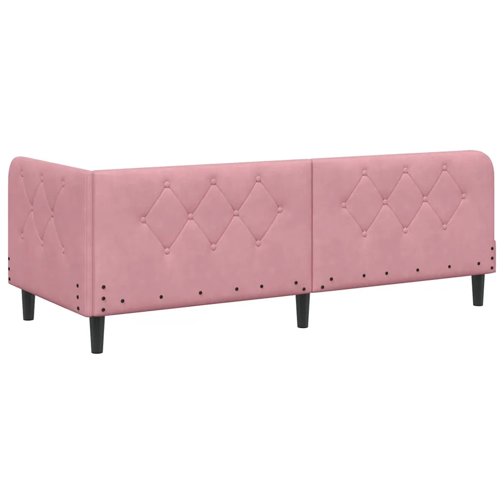 Letto singolo | Letto per adulti | Cornice del letto ad angolo Rosa 80 x 200 cm Velluto