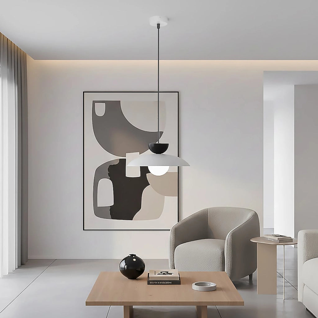 Lampada a sospensione Mulan in acciaio grigio e nero