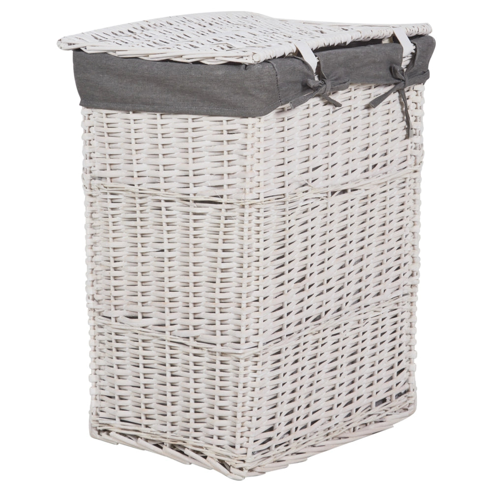 Cestino portaoggetti in bambù grigio con coperchio Cestino per biancheria Accessori pratici lavanderia bucato