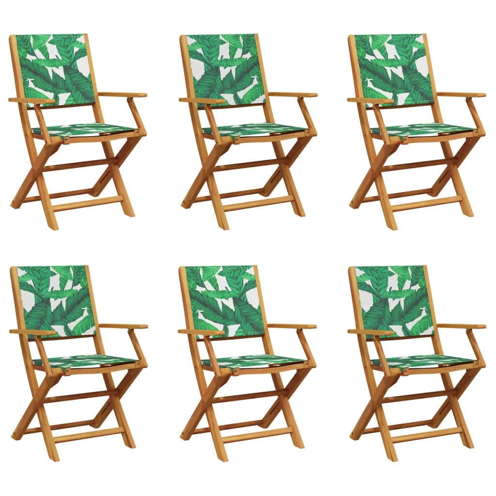 Sedie da Giardino Pieghevoli 6pz Verde Tessuto e Legno Massello 3214587