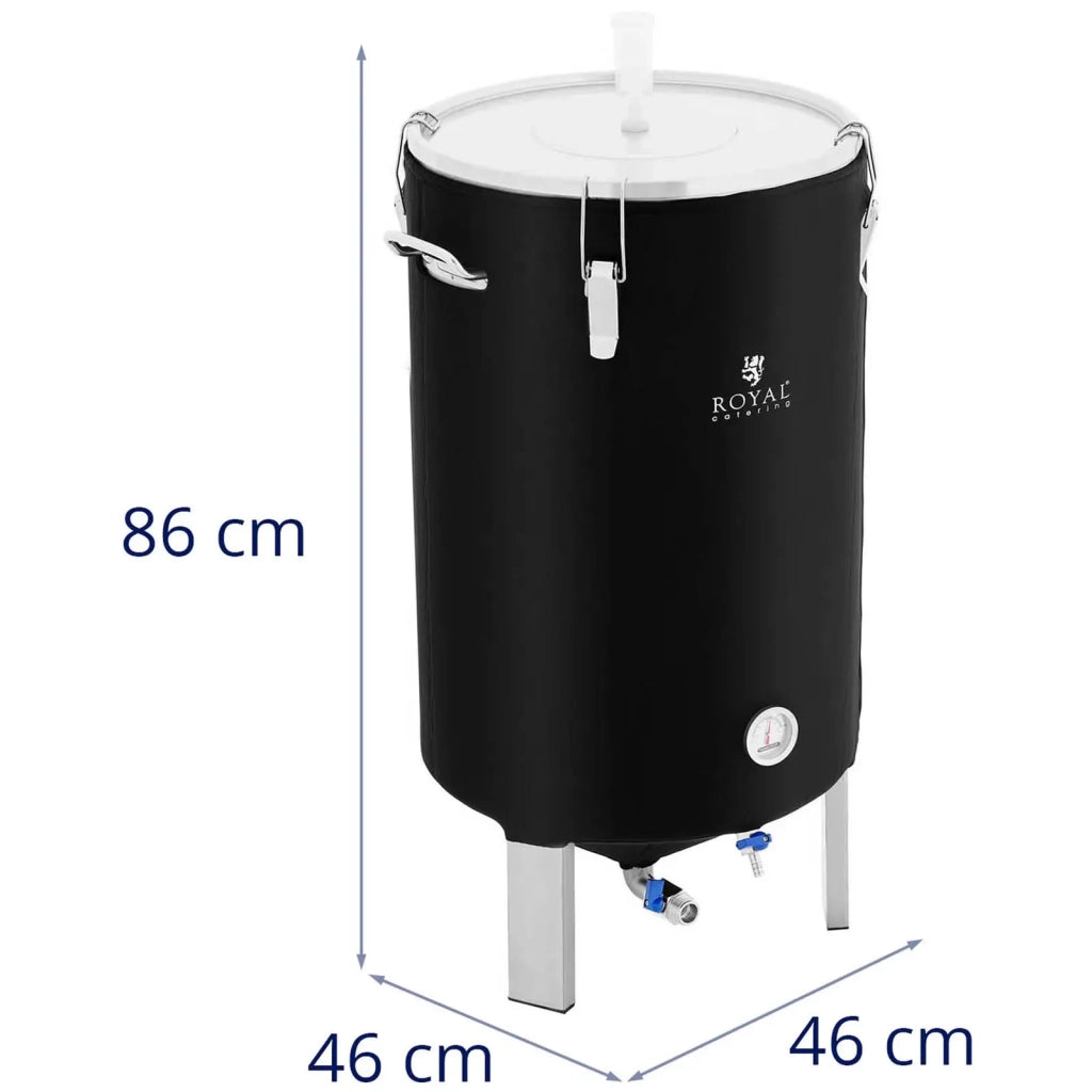 Serbatoio di fermentazione in acciaio inox da 70 litri 0-40 °C con manicotto isolante in acciaio inox nero 14_0008828