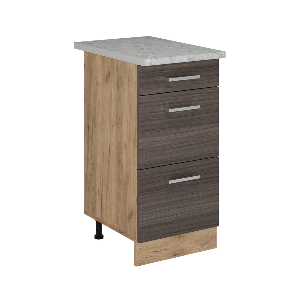 Vicco Mobiletto base per cucina Grigio nobile 40 cm con cassetti, marmo AP