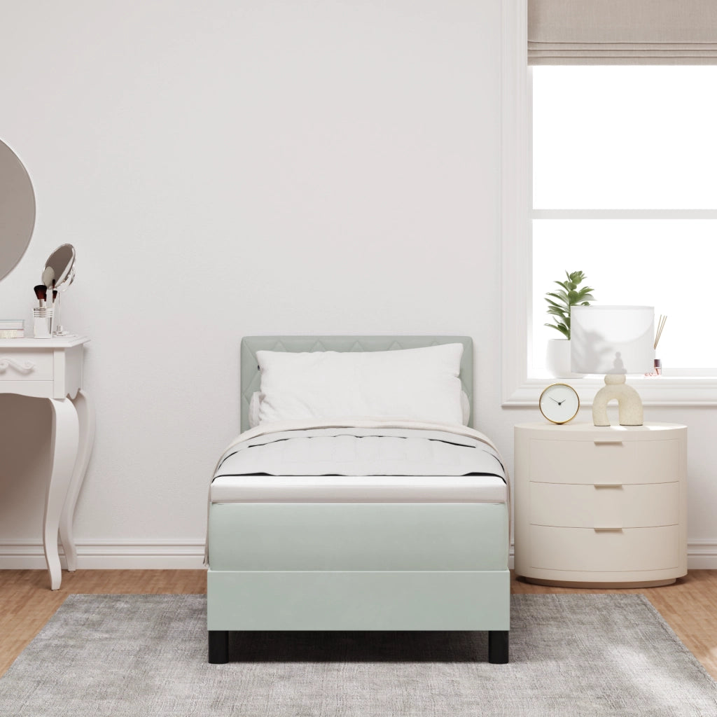 Letto con Materasso Box Spring Grigio Chiaro 80x200 cm Velluto