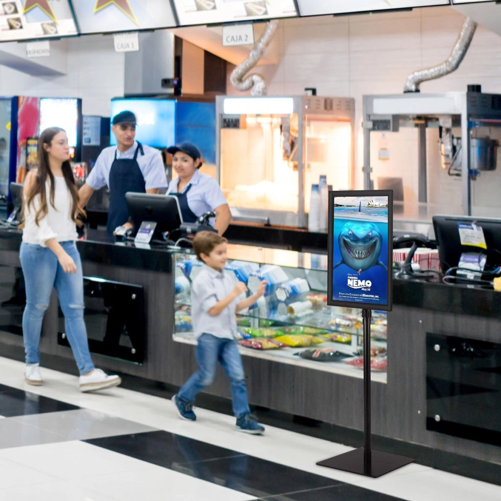A3 Espositore da terra autoportante poster stand girevole e regolabile 78,5-123cm in metallo Nero