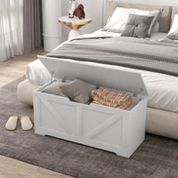 Cassapanca con Cerniere di Sicurezza Contenitore Capacità 127L 100x40x45cm in Legno Bianco