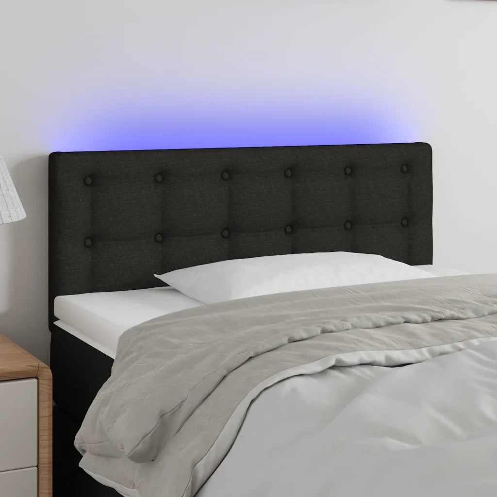 Testiera | Testata a LED Nera 100x5x78/88 cm in Tessuto
