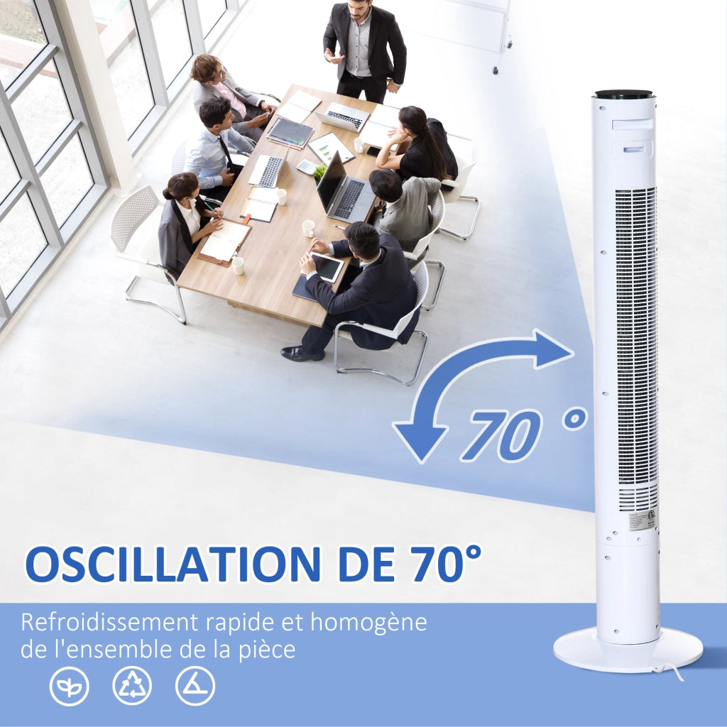 Ventilatore a colonna ¨C zephmum ¨C oscillante 70¡ã, timer 12h, telecomando, LED, 45W, bianco