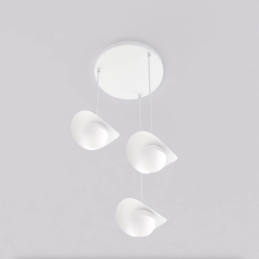 Lampada a sospensione RITUAL bianca sfera vetro 3xG9