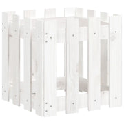 Fioriera | Cassetta per fiori | Vaso Giardino a Recinzione Bianco 40x40x40 cm Massello Pino