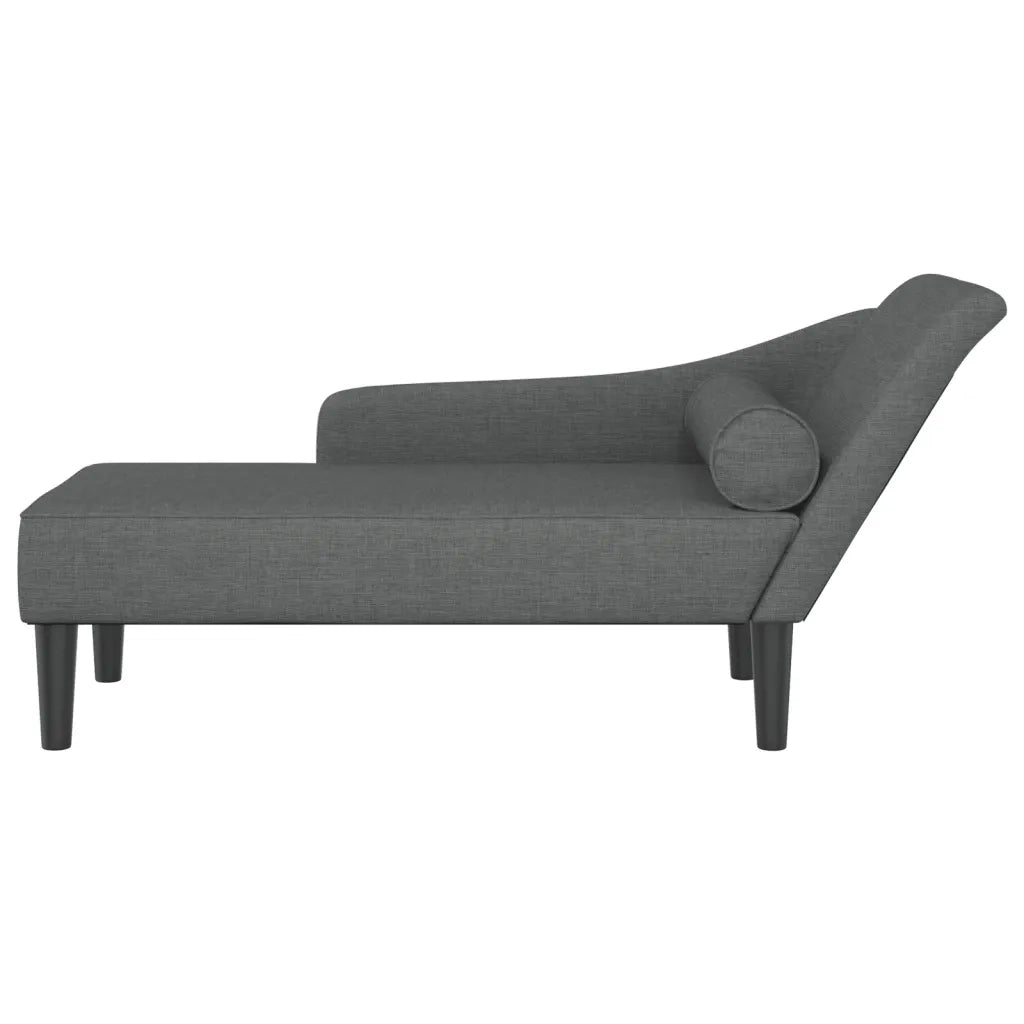 Chaise Longue con Cuscini Grigio Scuro in Tessuto 4007597