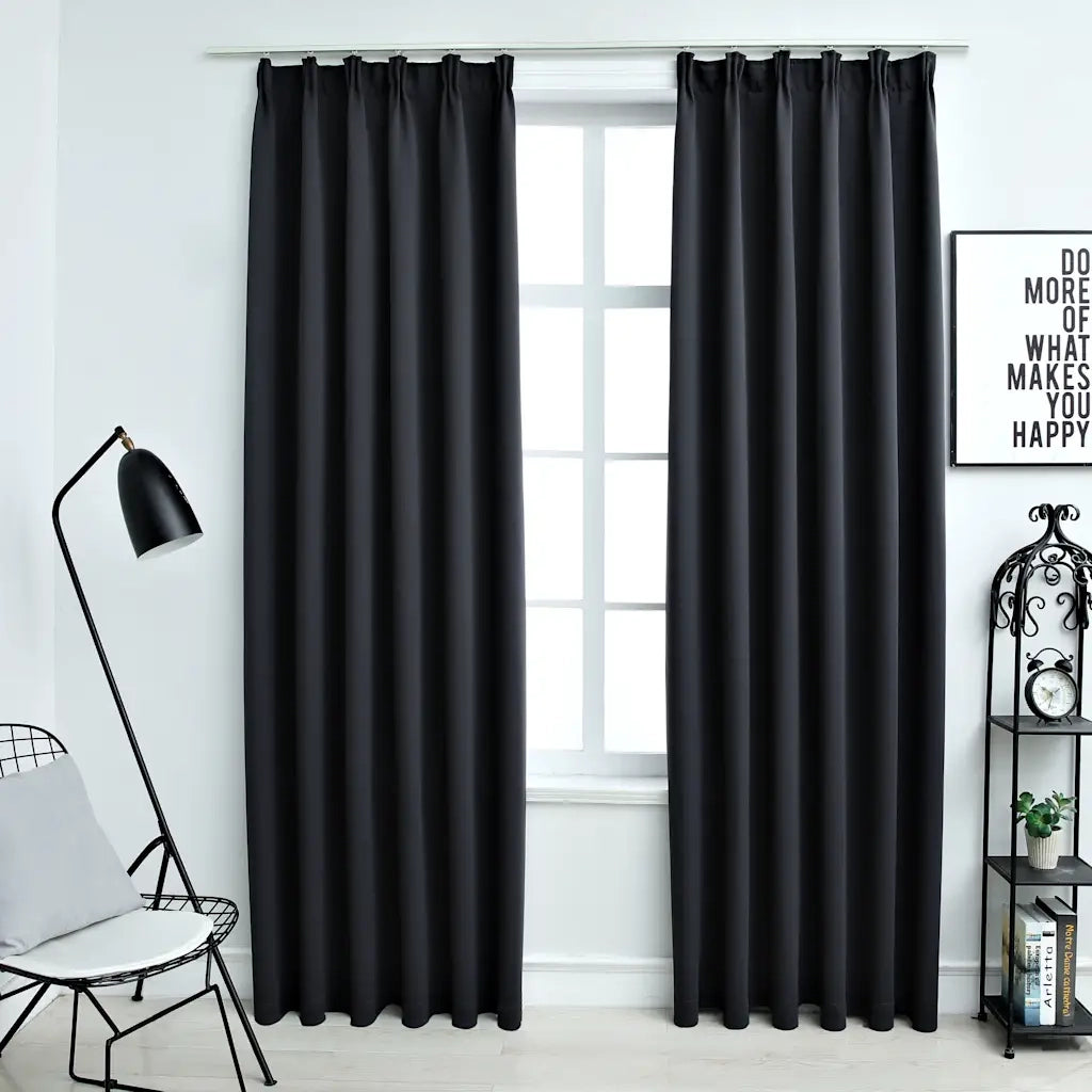 Tende Oscuranti con Ganci 2 pz Nere 140x225 cm cod mxl 76045