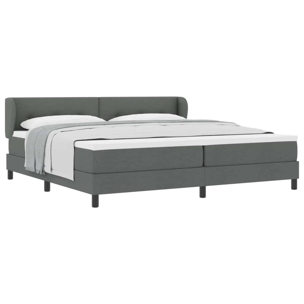 Letto a molle con testiera Grigio scuro 200 x 200 cm Tessuto 3340046