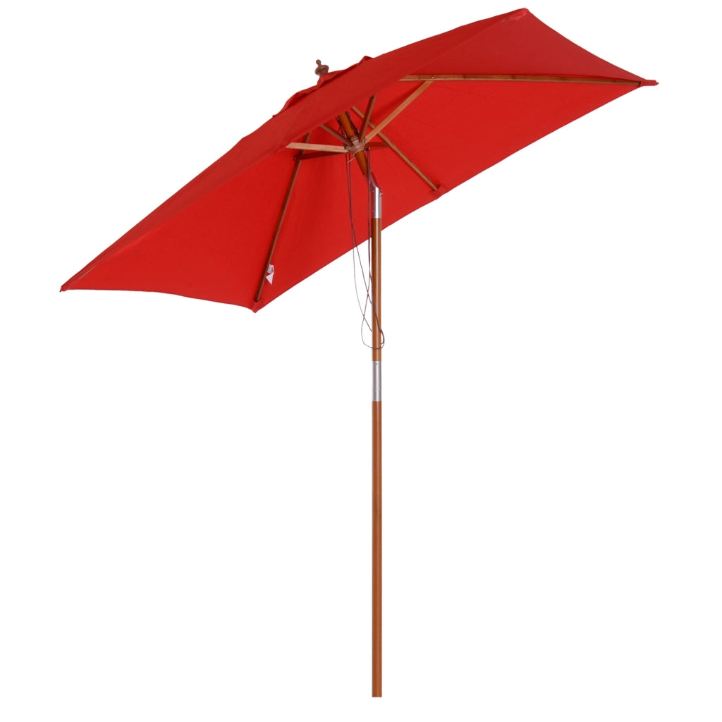 Ombrellone da giardino rettangolare inclinabile ¨C Xylo ¨C legno e poliestere rosso 2x1,5m