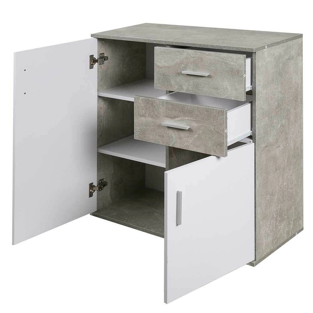 Mobile Madia con Cassetti Ante 2 Ripiani Mobiletto Credenza Cucina Bagno Moderna