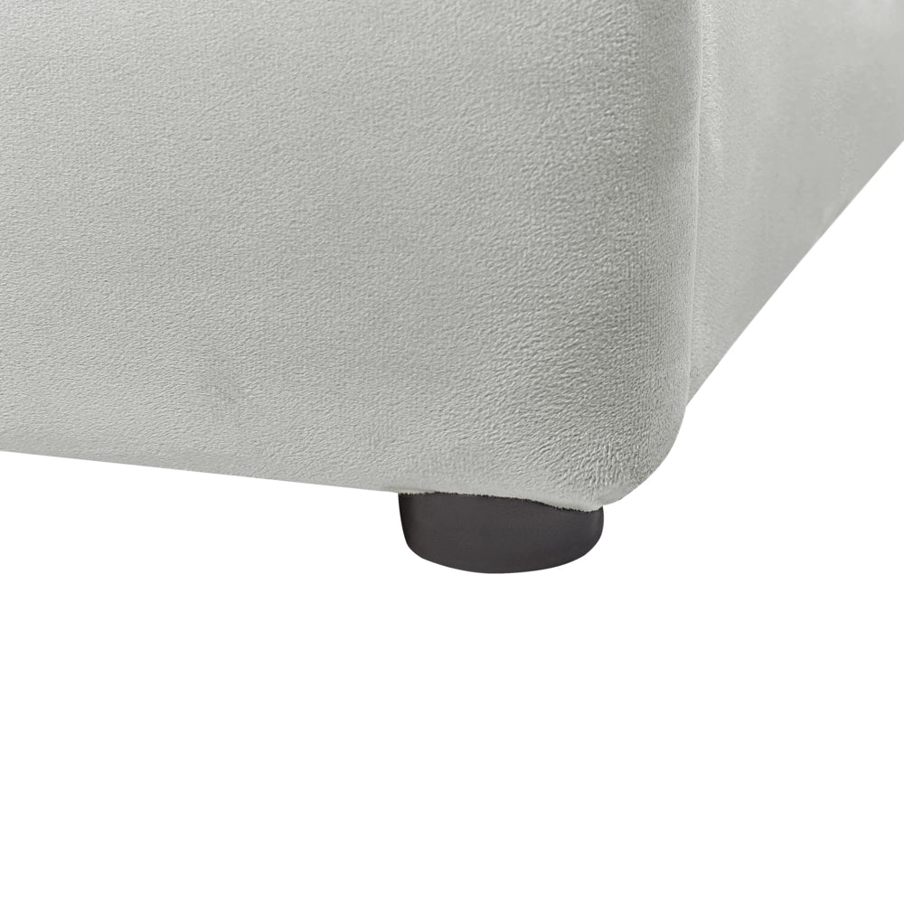 Letto Ottomano Grigio Chiaro Velluto Tappezzato 140 x 200 cm Testiera Travestita Funzione Contenitore