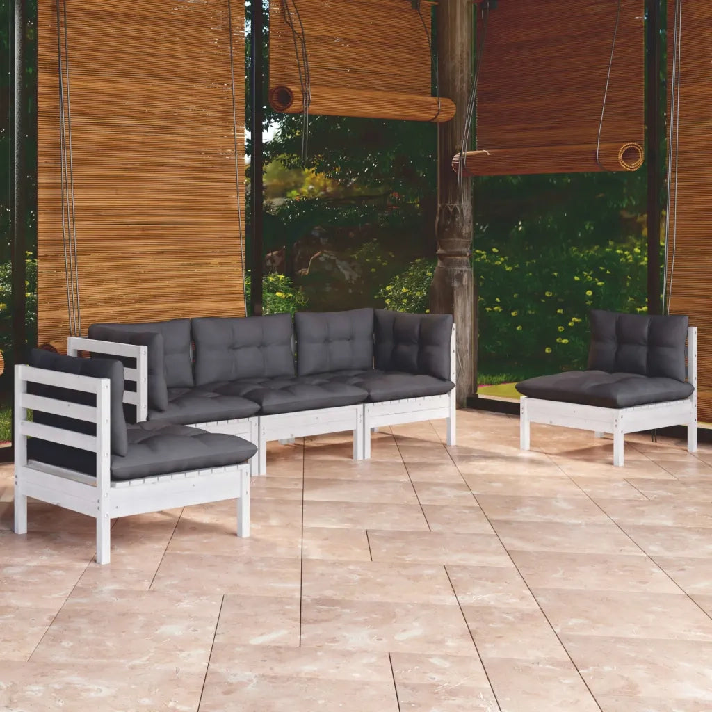 Set Divani da Giardino 5 pz con Cuscini in Massello di Pinocod mxl 121445