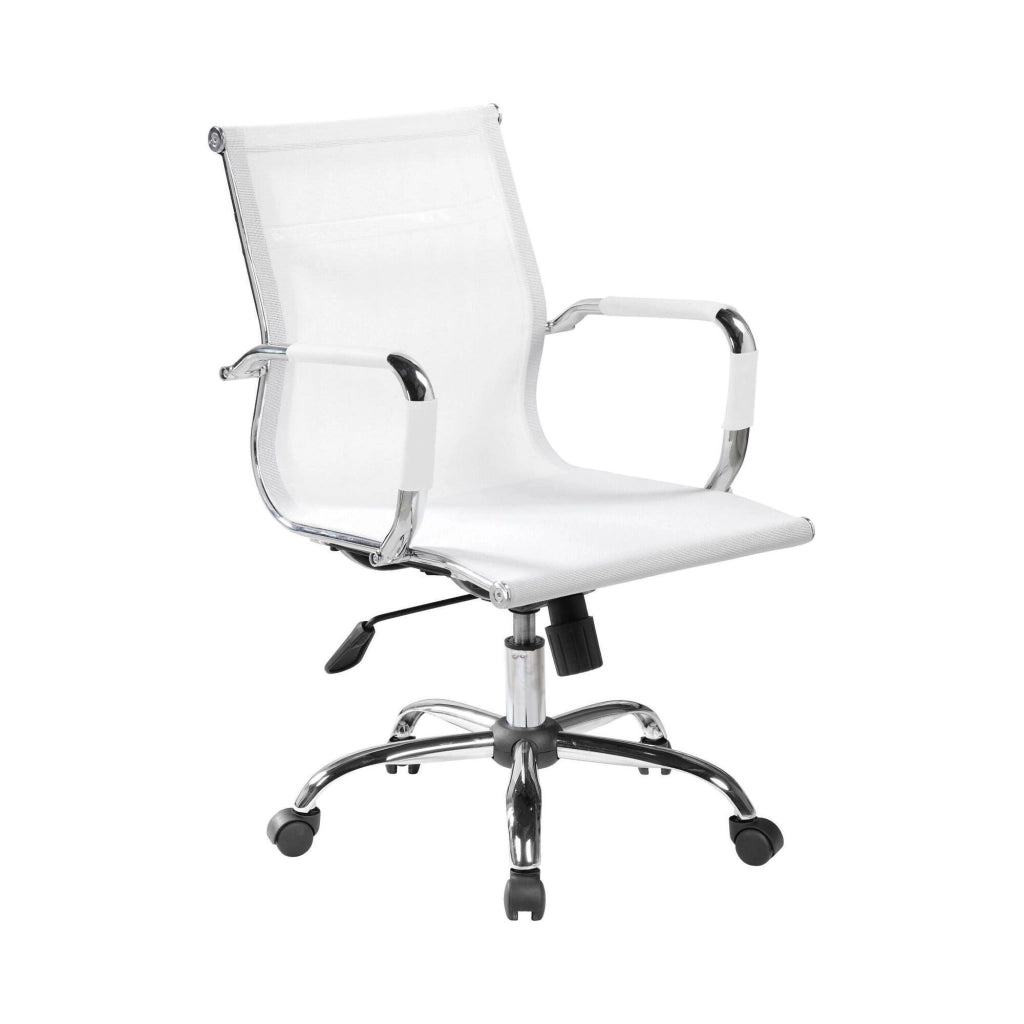 Sedia da ufficio Asunik\, Poltrona direzionale con braccioli, Sedia ergonomica da ufficio, Bianco, 62x54h92/102 cm