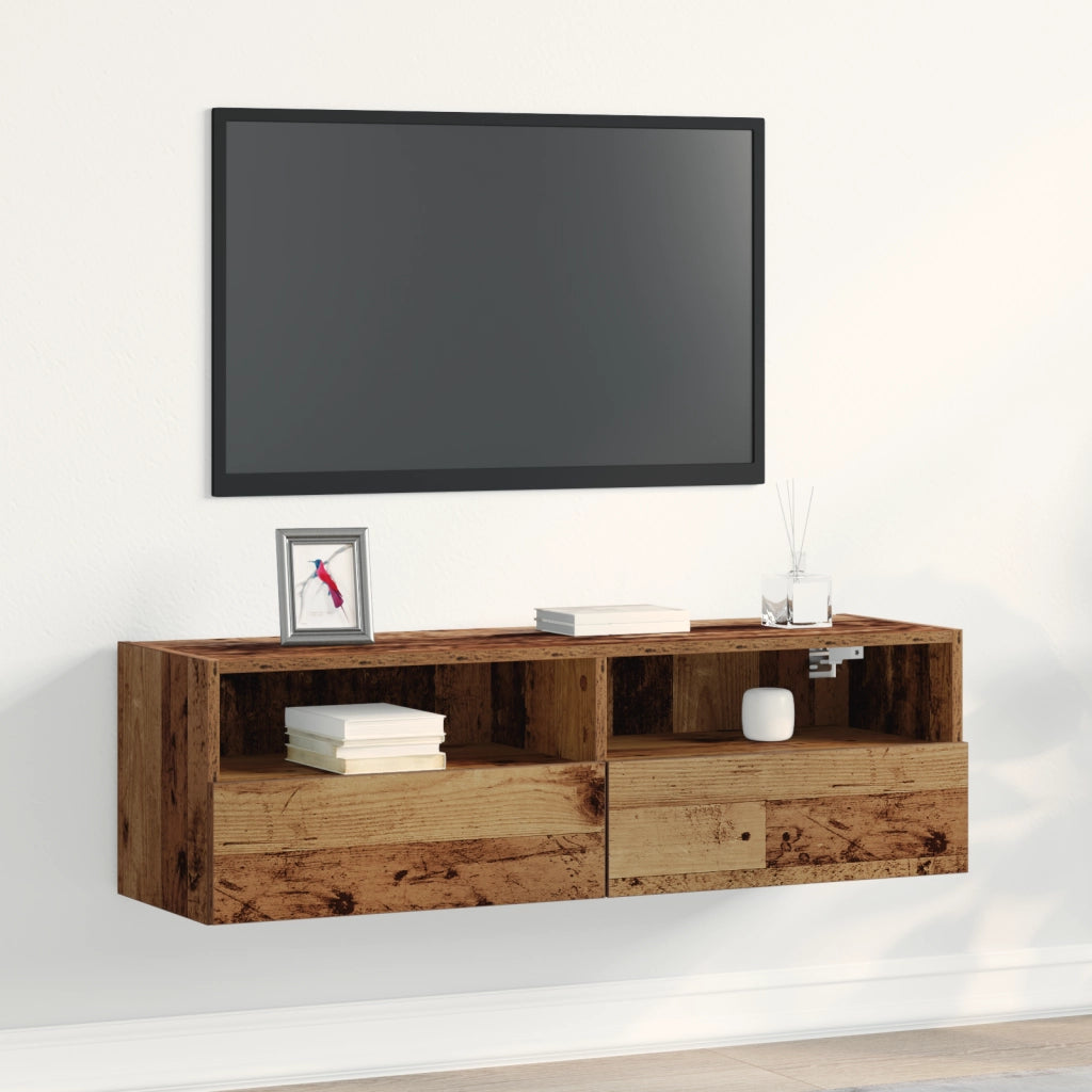 Mobile TV a parete  in legno antico 100x30x30 cm in legno ingegnerizzato