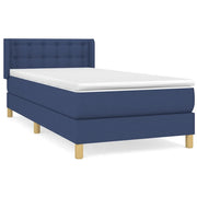 Letto singolo | Letto per adulti | Giroletto a Molle con Materasso Blu 90x200 cm inTessuto