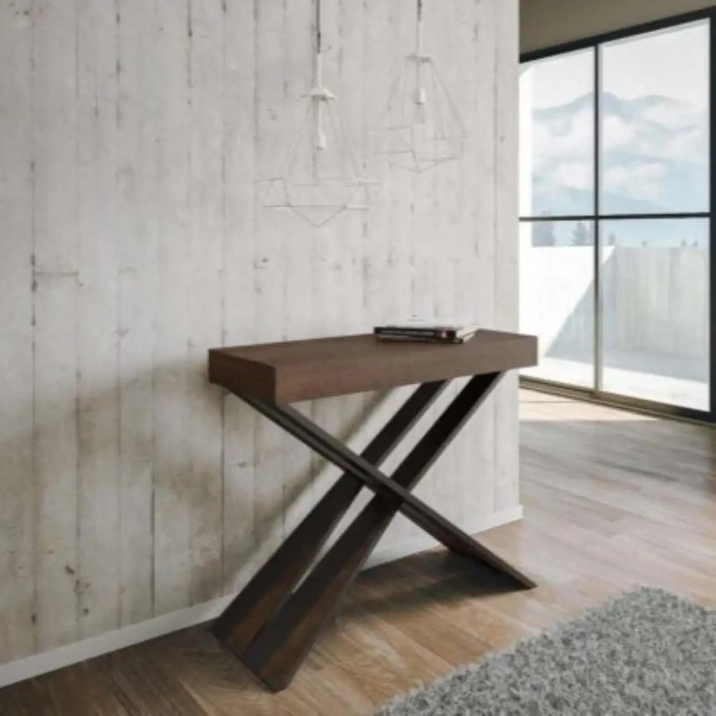 Consolle allungabile 90x40/300 cm Diago Premium noce gambe antracite