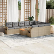 Set Divano da Giardino 11 pz con Cuscini Beige Misto Polyrattancod mxl 89195