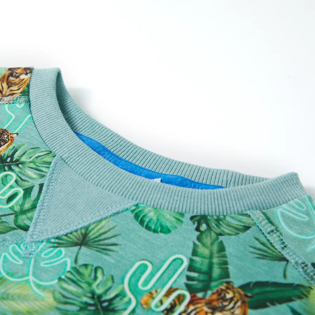 Felpa da Bambino Verde Chiaro Mélange 140 12413