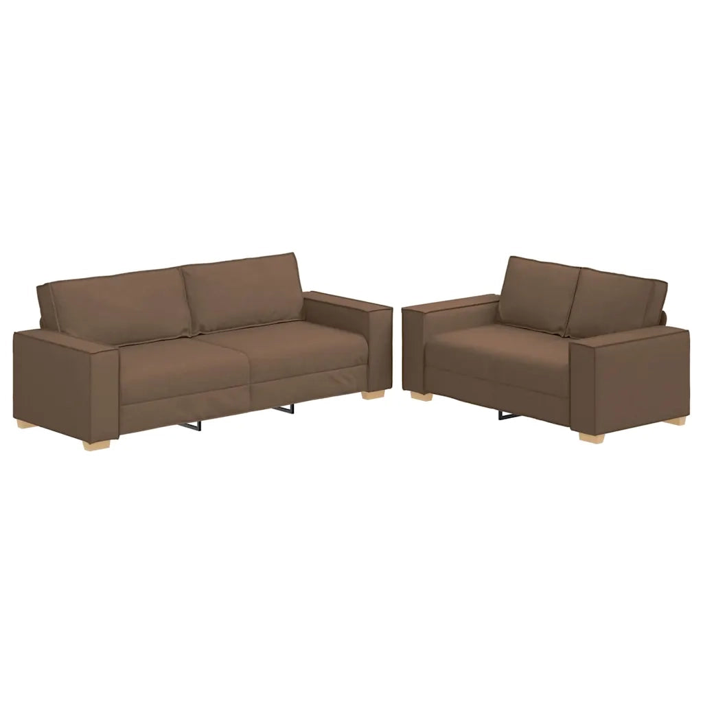 Set di Divani 2 pz con Cuscini Marrone in Tessuto 3324695