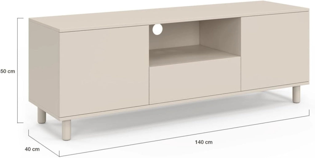 Porta TV BERTILLE 140 cm con 3 ante in legno beige