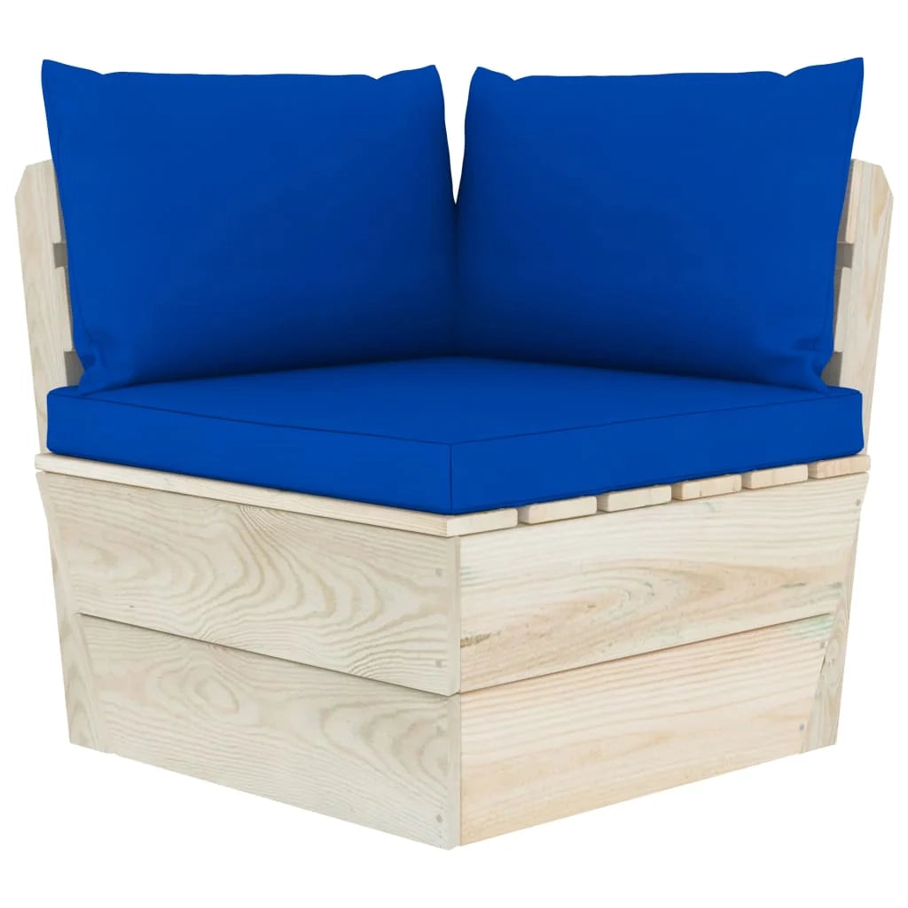 Divano da giardino in pallet a 2 posti con cuscini in legno di abete rosso 02_0013281