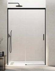 Porta doccia scorrevole 1+1 THALASSA (BASIC) 150 cm Profilo Nero vetro trasparente