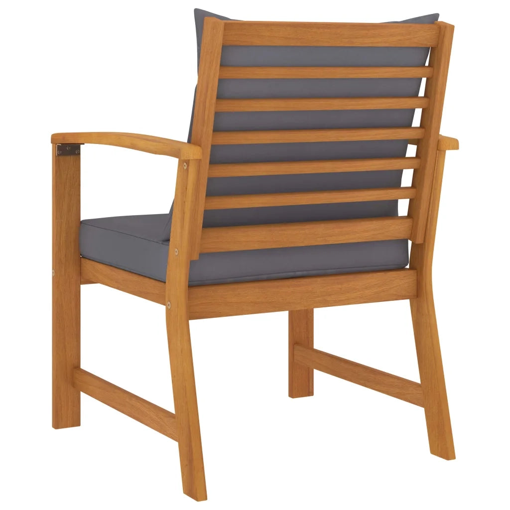 Sedie da Giardino e Cuscini Grigio Scuro 2 pz Massello Acacia 311832